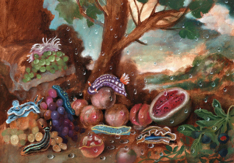 Sam Branton, ‘Still life with Sea Slugs’, 2020, Painting, Oil on canvas paper, James Freeman Gallery