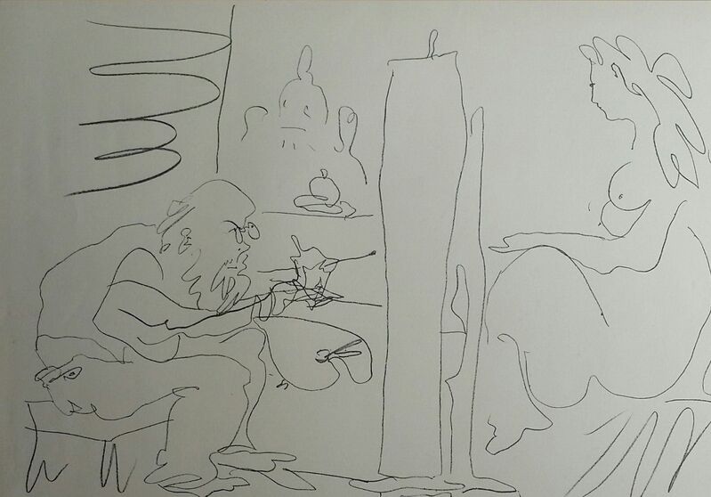 Pablo Picasso, ‘Peintre et son modèle, 1962 - Original Lithograph (big margins)’, 1962, Print, Lithograph, Plazzart
