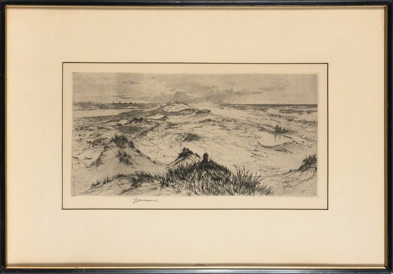 Thomas Moran, ‘LOOKING OVER THE SAND DUNES--EAST HAMPTON; THE RESOUNDING SEA (KLACKNER 16; NOT IN K.)’, 1880 and 1886, Print, Two etchings, Doyle