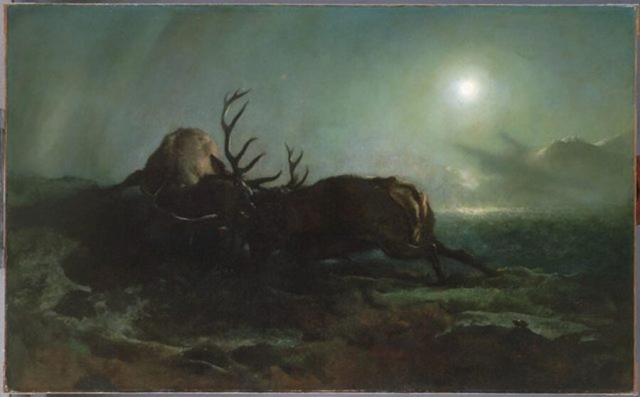 Night (Two Stags Battling by Moonlight)