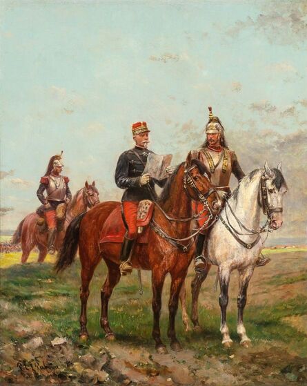 Paul Emile Perboyre, ‘A Cavalry Officer Escorted by Two Cuirassiers’