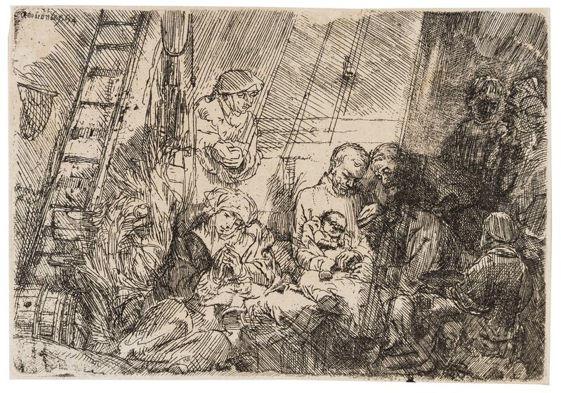 Rembrandt van Rijn, ‘The Circumcision in the Stable’, circa 1654, Print, Etching with touches of drypoint, Forum Auctions