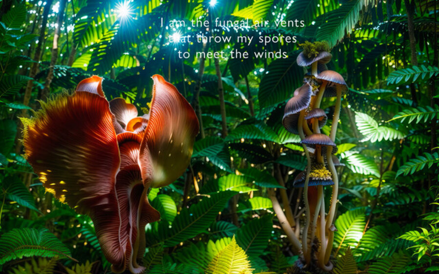 I am the fungal air vents that throw my spores to meet the winds, 2025 (WITH CAPTION)
