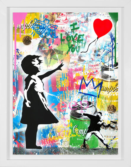 Mr. Brainwash, ‘'Balloon Girl' with Banksy Thrower, Unique Painting’, 2023