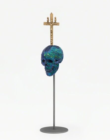 Jan Fabre, ‘Skull with Bacongo Cross (Blue) ’, 2018