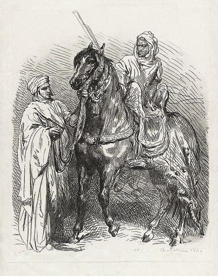 Théodore Chassériau, ‘Arabe montant en selle / Cavalier arabe partant pour la guerre’, 1849
