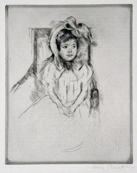 Mary Cassatt, ‘Margot Wearing a Large Bonnet, Seated in an Armchair.’, ca. 1904