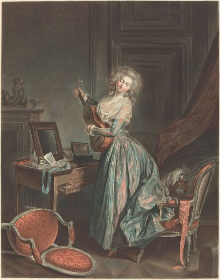 Jean-François Janinet after Nicolas Lavreince, ‘A Woman Playing the Guitar’, 1788/1789