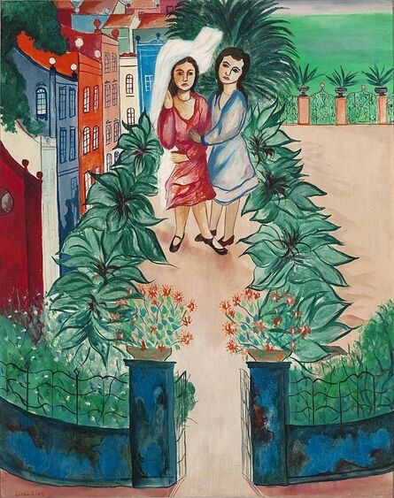 Cícero Dias, ‘People in the courtyard’, ca. 1950's