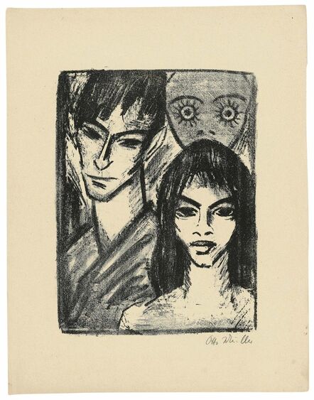 Otto Mueller, ‘Selbstbildnis mit Modell und Maske’, 1921-22