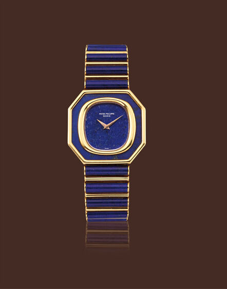 Patek Philippe, ‘Yellow gold octagonal lapis lazuli manual wind movement bracelet wristwatch’