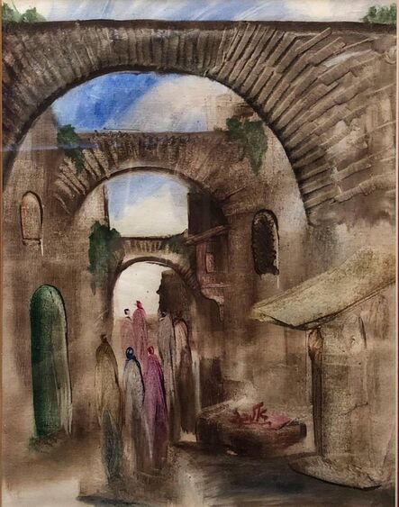 Andre Elbaz, ‘Jerusalem Old City Landscape, Expressionist Judaica Israeli Painting’, 20th Century