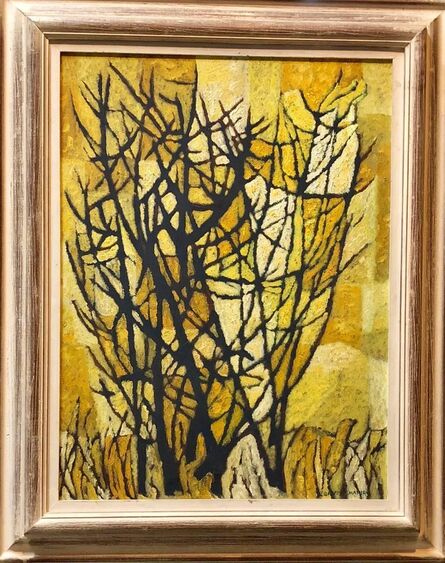 David Shapiro (1944-2014), ‘Stylized Landscape Mid Century Modern Cubist Tree Oil Painting’, Mid-20th Century