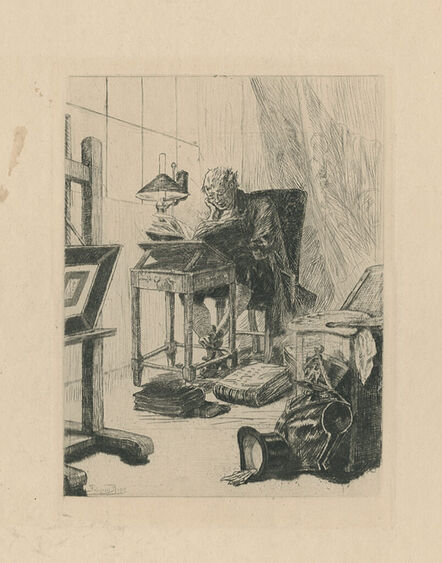 Félicien Rops, ‘L’art moderne oder La lecture du grimoire, le bibliophile d’autrefois. Die moderne Kunst oder Die Lektüre des Zauberbuchs.’, 19th century