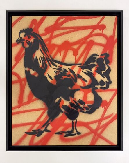 XOOOOX, ‘Chicken (Tonight) - Unique Stencil on wood  거리 미술 ’, 2023