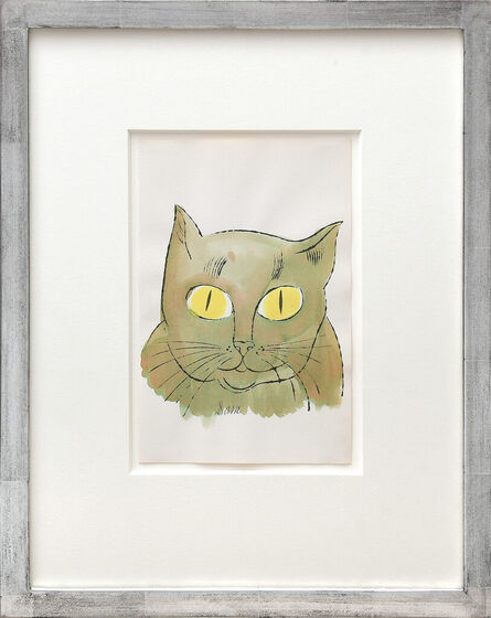 Andy Warhol, ‘Sam. [Portrait of a green/brown cat with yellow eyes.]’, 1954