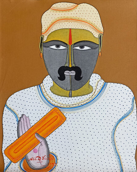 Thota Vaikuntam, ‘Telengana Man with the Scriptures, Acrylic on Canvas’, 2010