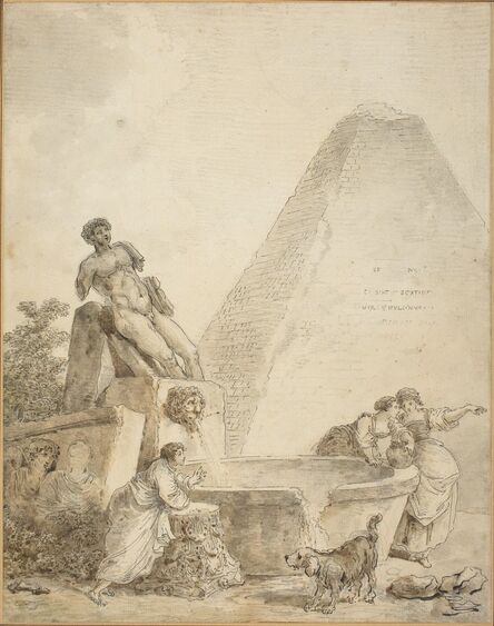 Hubert Robert, ‘A Roman Capriccio with the Pyramid of Gaius Cestius’