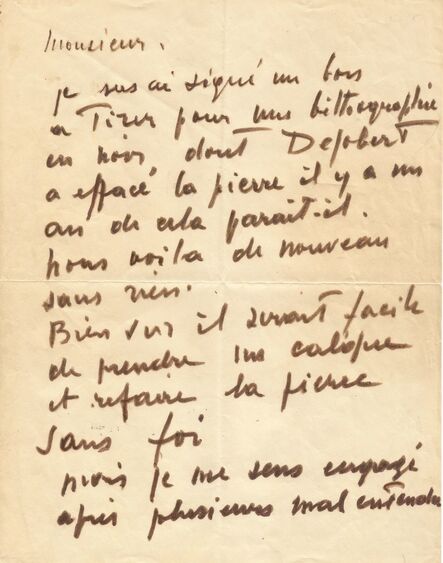 Nicolas de Staël, ‘Autograph letter signed’, Circa 1950