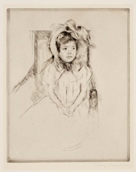 Mary Cassatt, ‘Margot Wearing a Large Bonnet, Seated in an Armchair (Breeskin 192)’, c. 1904