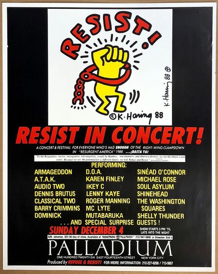 Keith Haring, ‘Resist! in Concert: A Concert and Festival for Everyone Who Has Had Enough of the Right Wing Clampdown in "Resurgent America." Sunday, December 4’, 1988