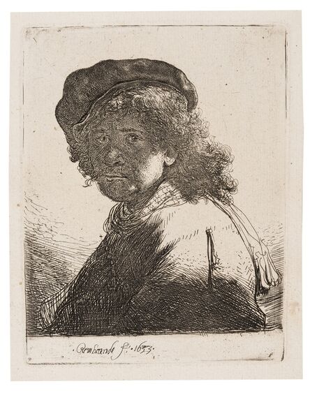 Rembrandt van Rijn, ‘Self-Portrait in a Cap and Scarf with the Face Dark’, 1633