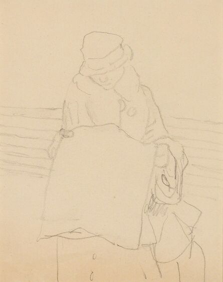 Gwen John, ‘Woman in Railway Carriage Reading a Newspaper’, circa 1915