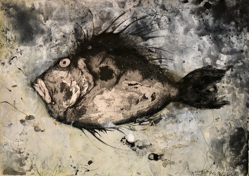 Marjan Seyedin, ‘Poisson #4’, 2018-2019, Drawing, Collage or other Work on Paper, Watercolour, acrylic and India ink on etching and dry point, Galerie Documents 15
