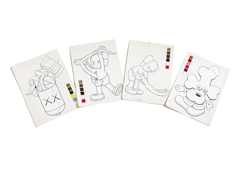KAWS, ‘COLOR BY NUMBER, SET OF 4’, Other, Four cards ‘color by number’ on cardboard paper with color palette, DIGARD AUCTION