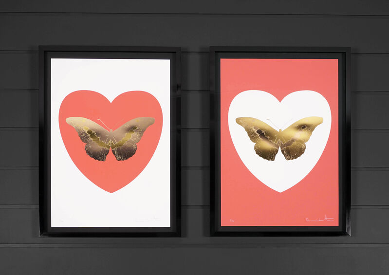 Damien Hirst, ‘'I Love You' Butterfly, Coral/Gold ’, 2015, Print, Silkscreen, Foil-block, Arton Contemporary