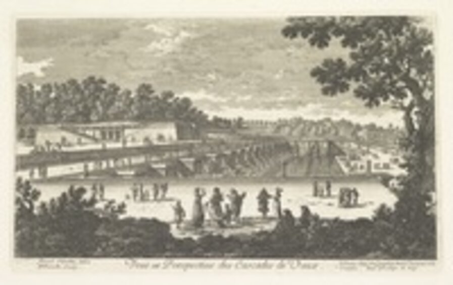 Veue en perspective des cascades de Vaux