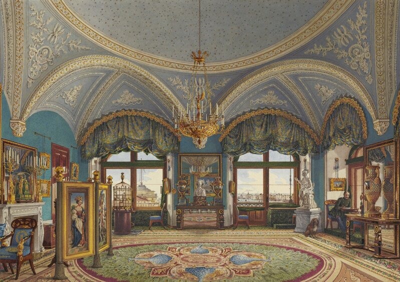 Konstantin Ukhtomsky, ‘The Corner Drawing-Room of Emperor Nicholas I in the Winter Palace’, Mid-19th century, Painting, Watercolor, The State Hermitage Museum
