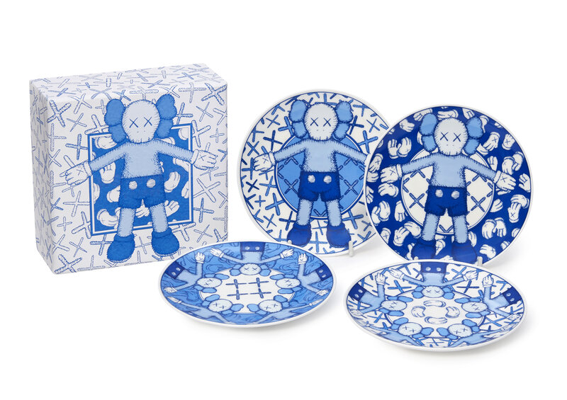 KAWS, ‘Kaws: Holiday Taipei’, 2019, Design/Decorative Art, Set of four ceramic plates in blue, Roseberys