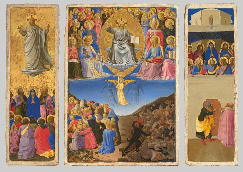 Fra Angelico, ‘Corsini Triptych (Ascension, Last Judgment, Petecost) ’, about 1447-1448, Painting, Tempera and gold on panel, Isabella Stewart Gardner Museum