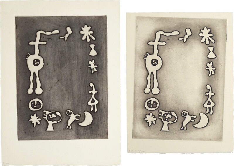 Joan Miró, ‘Ruthven Todd Album, Joan Miró poem: two impressions’, 1947, Print, Two aquatints, on wove paper, with full margins, Phillips