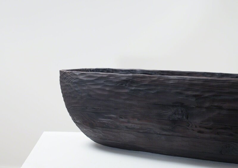 Anders Ruhwald, ‘LaminatedPinewood Bowl, charred. Smolder-firedEarthenware Bowl, Crackedand Mended.’, 2014, Sculpture, Repurposed Pine and Earthenware withgold-leaf inlay, Volume Gallery
