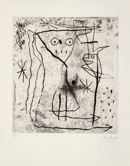 Joan Miró, ‘Jeune fille aux deux oiseaux, from Trente ans d'activite’, 1967