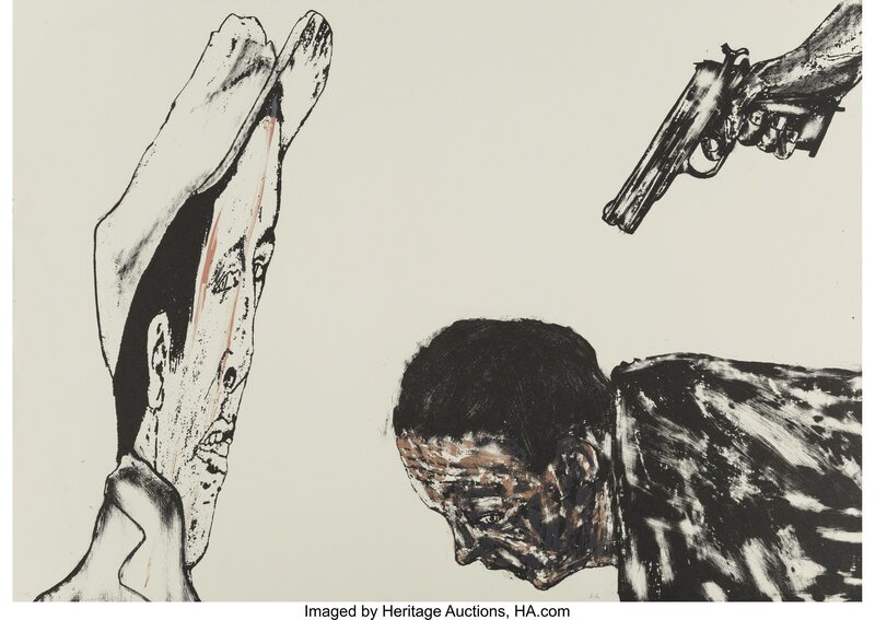 Leon Golub, ‘White Squad’, 1987, Print, Lithograph in colors on Arches paper, Heritage Auctions