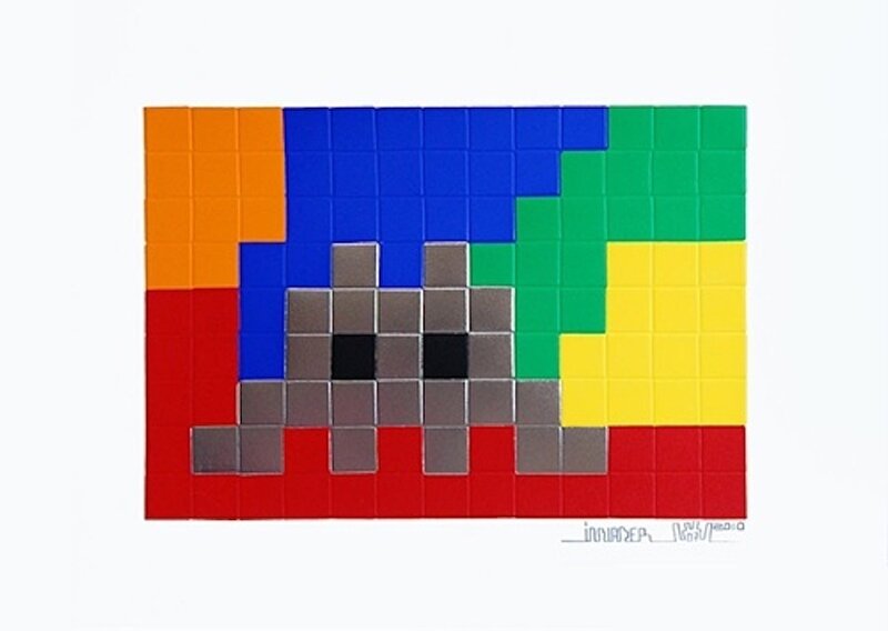 Invader, ‘Home Lego/Silver’, 2010, Print, Embossed screenprint, Vertu Fine Art