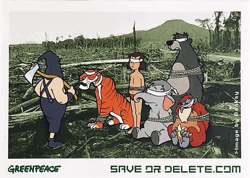 Banksy, ‘'Save or Delete' Greenpeace Campaign Decal (Full Sheet)’, 2002, Ephemera or Merchandise, Screen print on adhesive paper, divided into 8., Signari Gallery