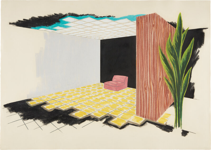 William Leavitt, ‘Interior with Pink Chair’, 1982, Drawing, Collage or other Work on Paper, Chalk pastel drawing, on Arches paper, with accompanying exhibition catalogue published by The Museum of Contemporary Art, Los Angeles., Phillips