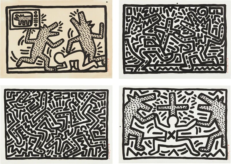 Keith Haring, ‘Untitled I –VI Suite: four plates’, 1982, Print, Four lithographs, on Rives BFK paper, all with full margins, Phillips
