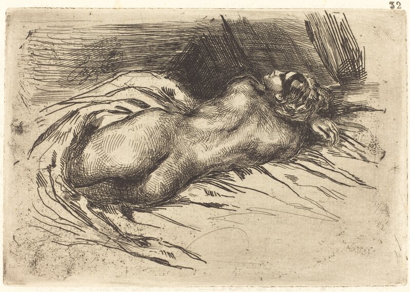 Eugène Delacroix, ‘Study of a Woman, Viewed from the Back (Étude de femme vue de dos)’, 1833, Print, Etching, National Gallery of Art, Washington, D.C.