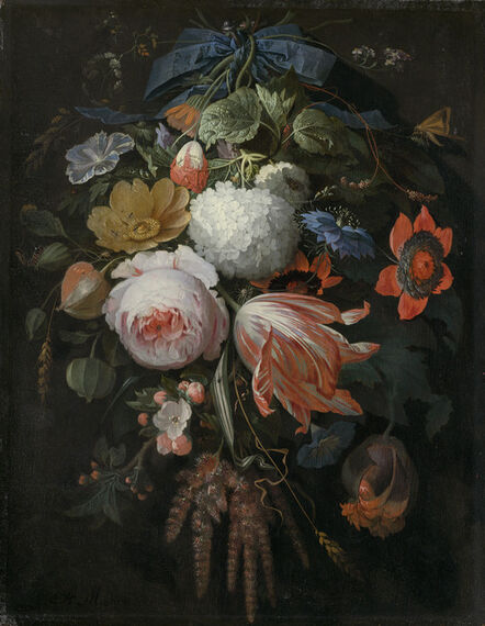 Abraham Mignon, ‘A Hanging Bouquet of Flowers’, probably 1665/1670