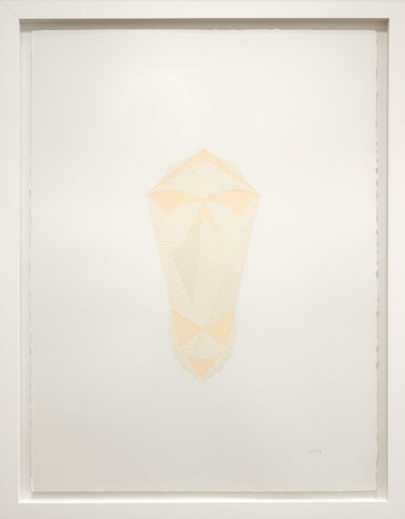 Lucha Rodriguez, ‘Knife Drawing Papagayo VI - Manipulated Textured Paper (Yellow + Beige)’, 2019