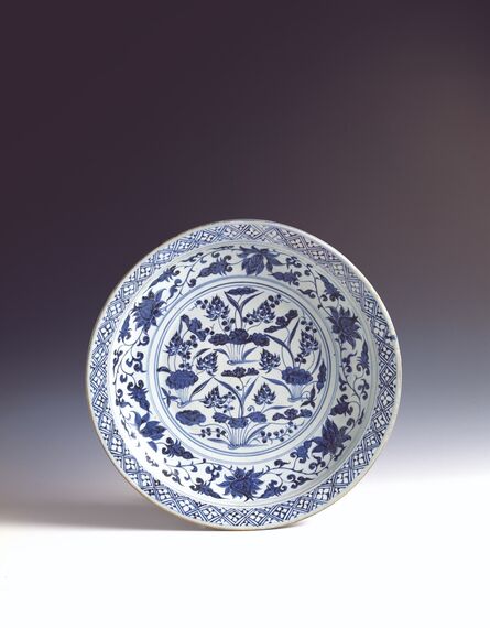 Anonymous, ‘Large plate with design of lotus pond in underglaze blue’, 1301-1345