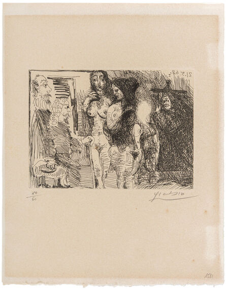 Pablo Picasso, ‘Procuress presenting two women to two clients from 'La Célestine'’, 1968