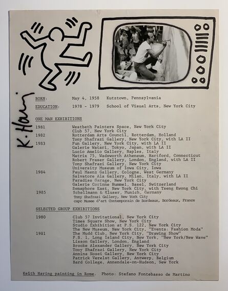 Keith Haring, ‘Uniquely Personalised CV’, ca. 1985