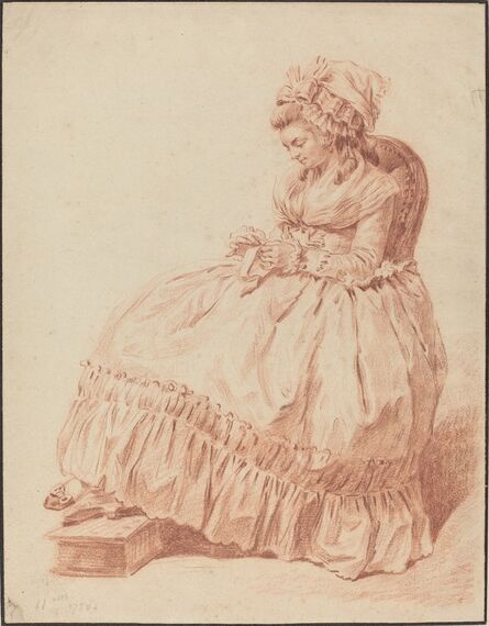 Louis Rolland Trinquesse, ‘Seated Woman Sewing’, 1788