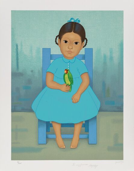 Gustavo Montoya, ‘Girl in Blue Holding a Bird’, 1985